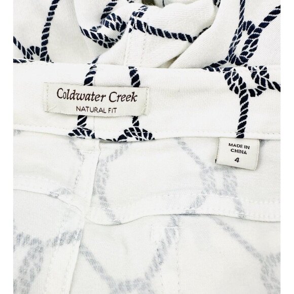 Coldwater Creek Nautical Ankle Jeans Womens Size 4 White Navy Print Straight - Picture 7 of 8